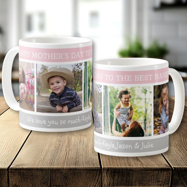Glad mors dag Bästa barnskötare 4 Foto Collage Kaffemugg (Skapare uppladdad)