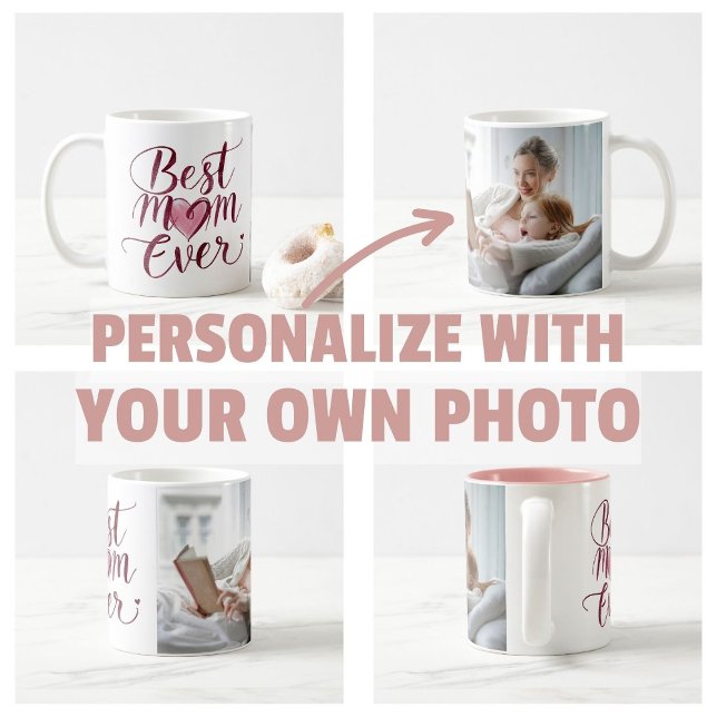 Glad mors dag Bästa mamma någonsin Kaffemugg (personalize own photo Happy Mother's Day Best Mom Ever Apron)