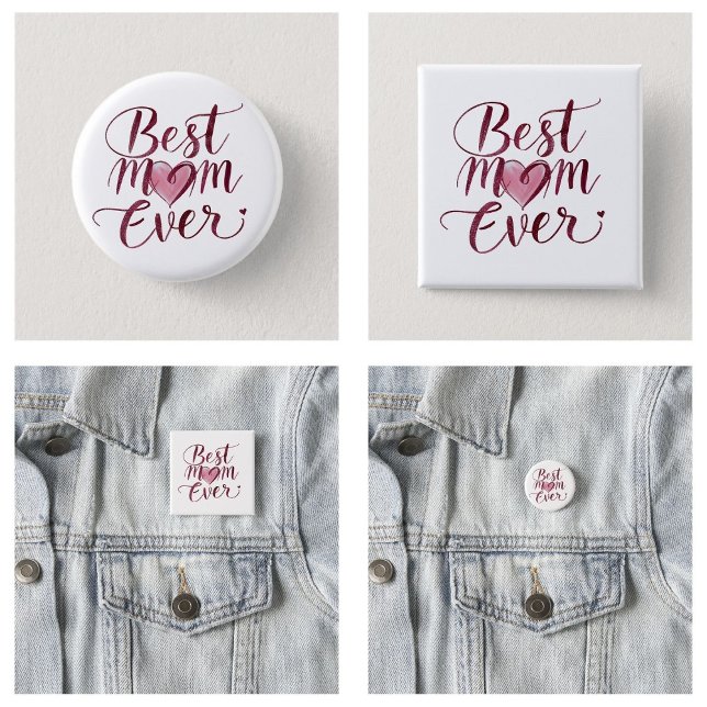 Glad mors dag Bästa mamma någonsin Knapp (Happy Mother's Day Best Mom Ever buttons)