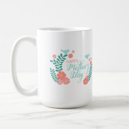 Glad mors dag, blå och rosa blommig kaffemugg