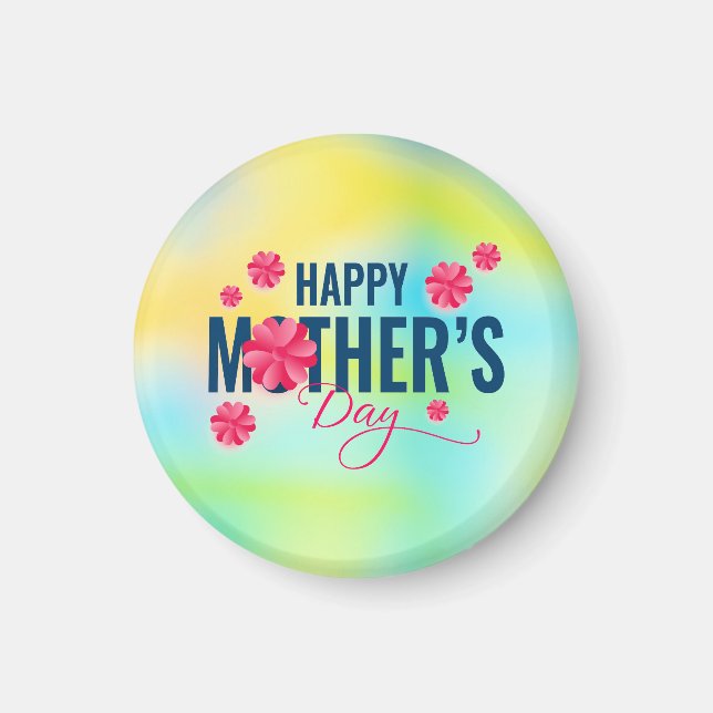 Glad mors dag blommig design magnet (Framsidan)
