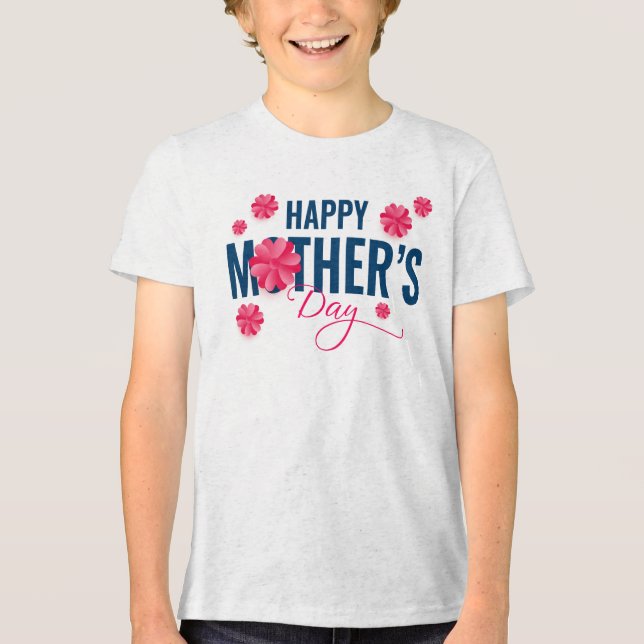 Glad mors dag blommig design t shirt (Framsida)