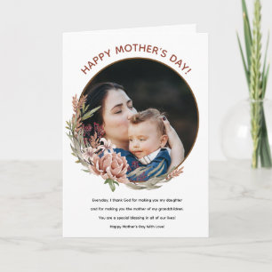 Glad mors dag Blommig fotokort för dotter Kort