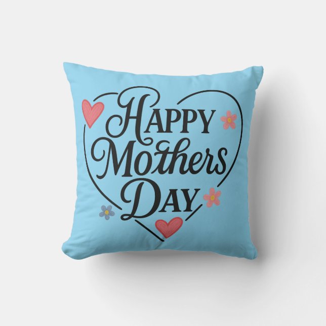 Glad mors dag Blommig Hjärtformad Kudd Kudde (Framsida)