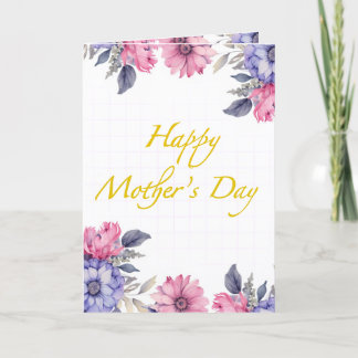 Glad mors dag Blommig kort + Digitalt alternativ