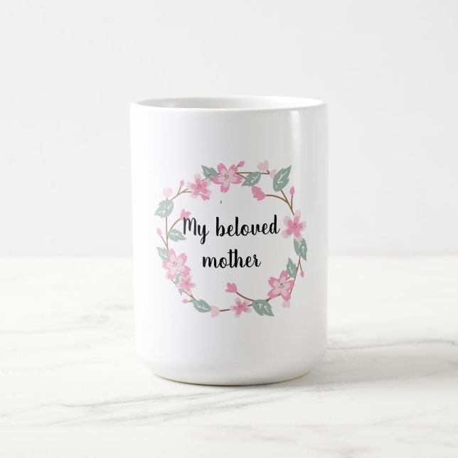 Glad mors dag – Blommig krans hälsningsdesign Kaffemugg (Center)