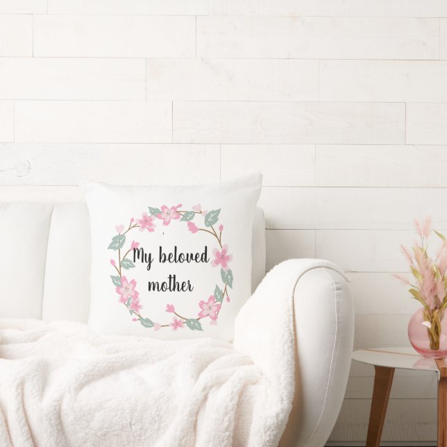 Glad mors dag – Blommig krans hälsningsdesign Kudde (Soffa)