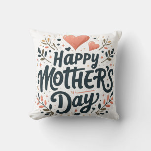 Glad mors dag - Blommig typografi konst Kudde