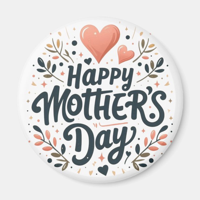 Glad mors dag - Blommig typografi konst Magnet (Framsidan)