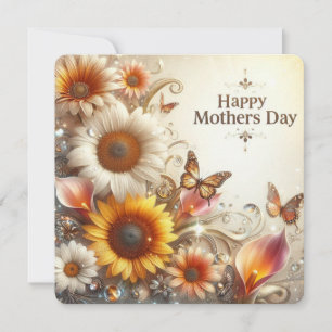 Glad mors dag Blommor och fjäril Julkort