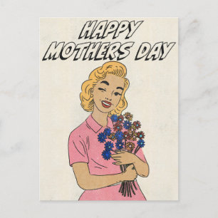 Glad mors dag blommor vykort