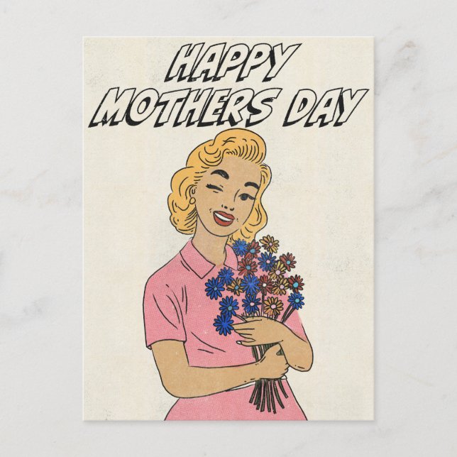 Glad mors dag blommor vykort (Framsida)