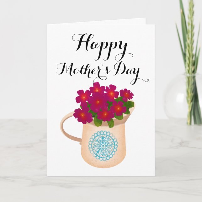Glad mors dag Blomster vattenkanna Kort (Framsida)