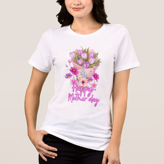 Glad mors dag Blomsterbukett T Shirt (Framsida)