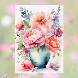 Glad mors dag Blomvas vattenfärg stil Kort