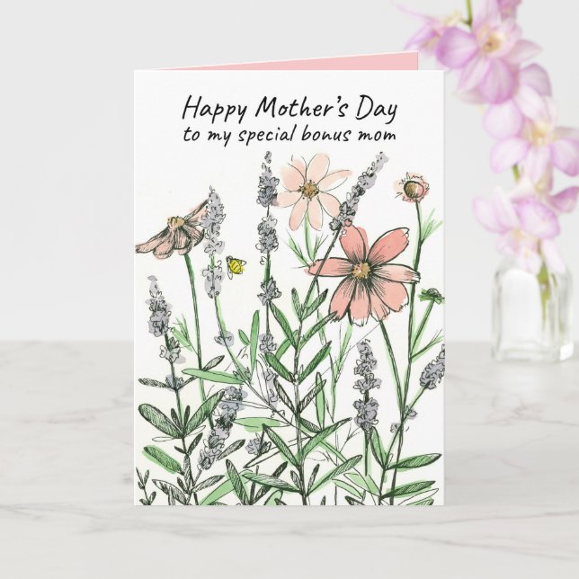 Glad mors dag Bonus Mamma Humla Vildblommor Kort (Orkide)