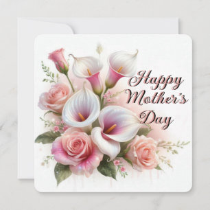 Glad mors dag Calla liljor och rosor Julkort