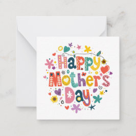 Glad mors dag Cool Blommig Färgrik Typografi Anteckningskort