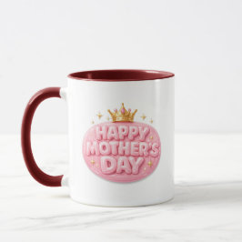 Glad mors dag Crown Bubble-teckensnitt Mugg