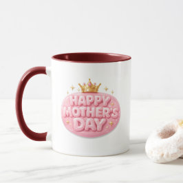 Glad mors dag Crown Bubble-teckensnitt Mugg