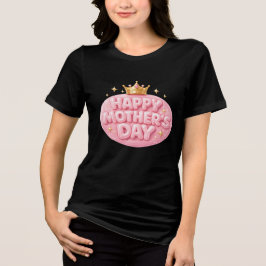 Glad mors dag Crown Bubble-teckensnitt T Shirt