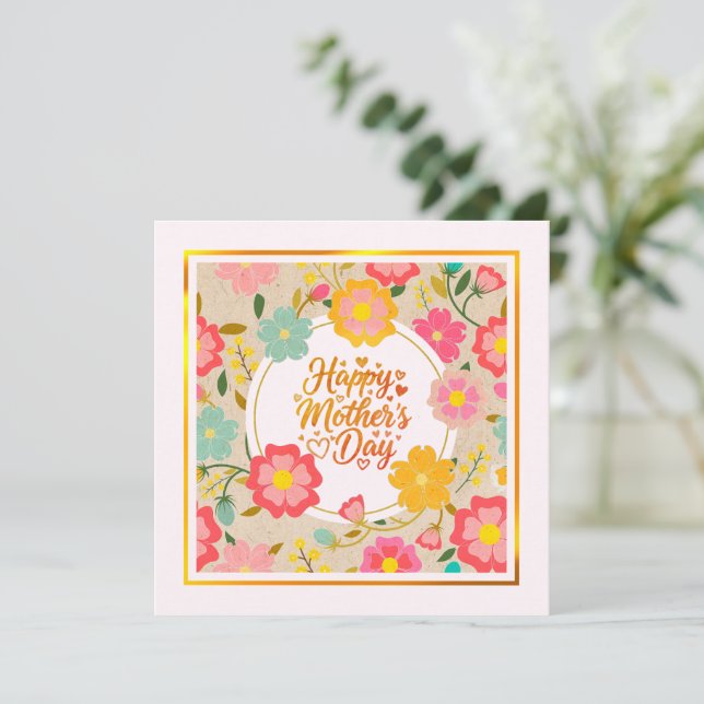 Glad mors dag Elegant blomster i akvarellstil Kort (Stående Fram)
