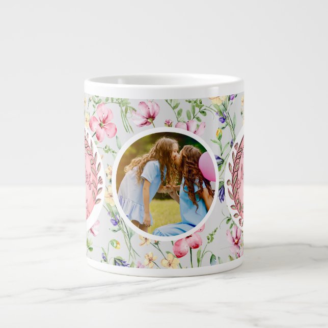 Glad mors dag Elegant modern foto Jumbo Mugg (Framsidan)