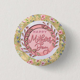 Glad mors dag Elegant modern rosa blommig Knapp