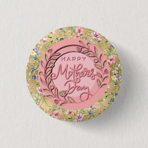 Glad mors dag Elegant modern rosa blommig Knapp