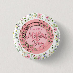 Glad mors dag Elegant modern rosa blommig Knapp