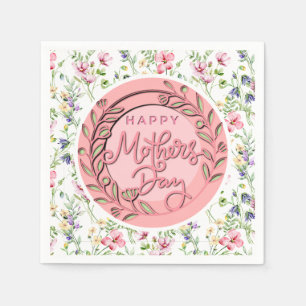 Glad mors dag Elegant modern rosa blommig Pappersservett