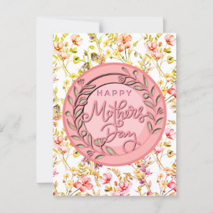 Glad mors dag Elegant modern rosa blomster Vykort