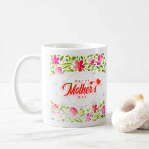 Glad mors dag Elegant rosa akvarellblomma Kaffemugg