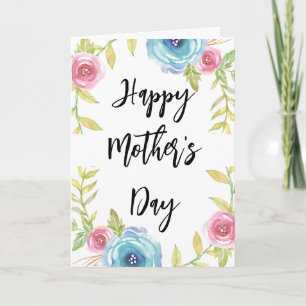 Glad mors dag Elegant rosa och blå blomster Kort