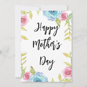 Glad mors dag Elegant rosa och blå blomster Kort