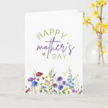 Glad mors dag Eleganta akvarellvildblommor