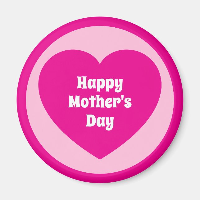Glad mors dag Enkel Söt Het Rosa Hjarta Magnet (Framsidan)