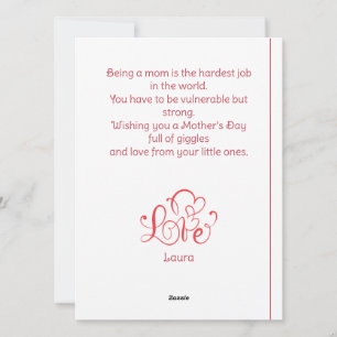 Glad mors dag enkel söt mamma & bebis foto julkort