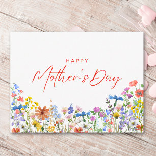 Glad mors dag färgrika vildblommor vykort