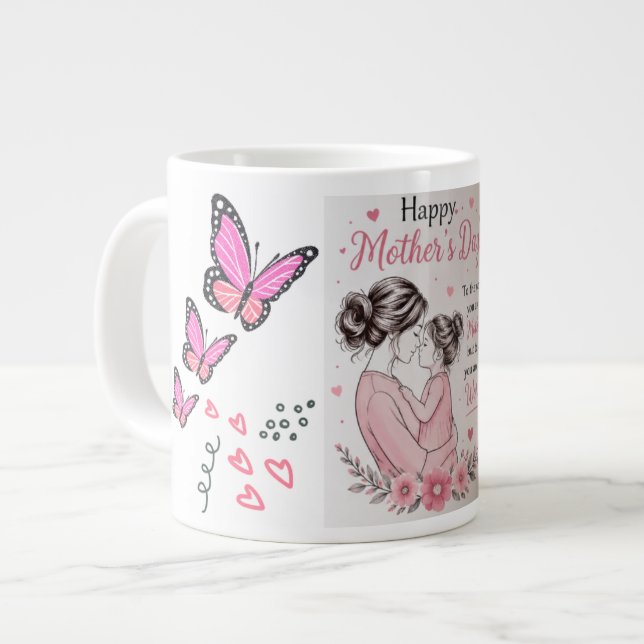 Glad mors dag Fjärilskopp Jumbo Mugg (Framsida vänster)