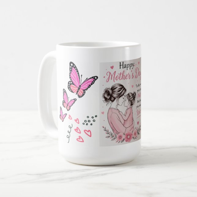 Glad mors dag Fjärilskopp Kaffemugg (Framsida vänster)