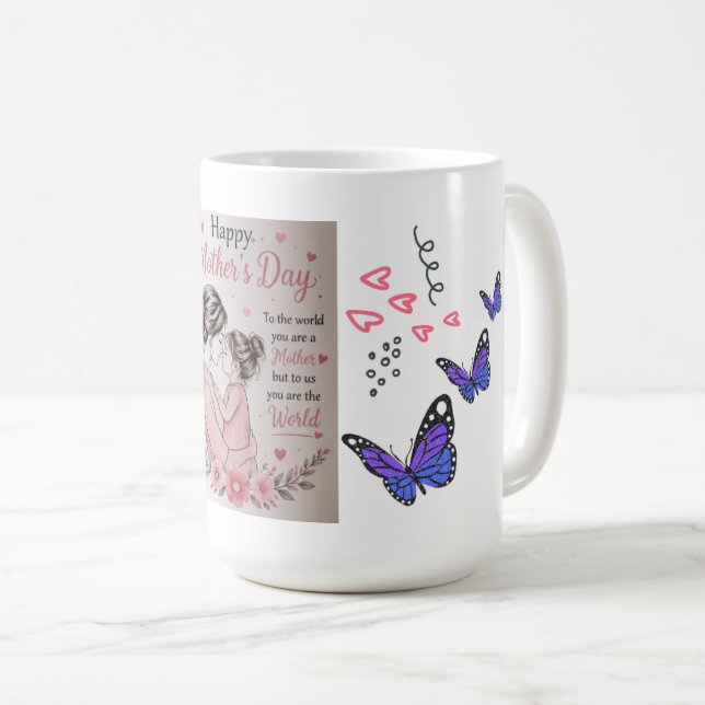 Glad mors dag Fjärilskopp Kaffemugg (Framsida höger)