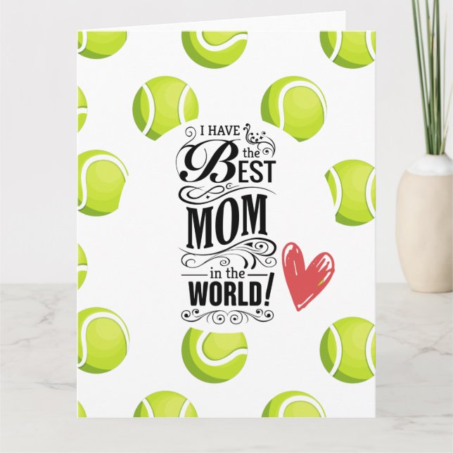 Glad mors dag för tennis Mamma med bollar Kort (Framsida)