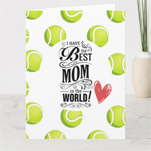 Glad mors dag för tennis Mamma med bollar Kort
