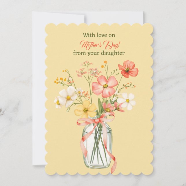 Glad mors dag från din dotter Vas Blommor Anteckningskort (Framsida)