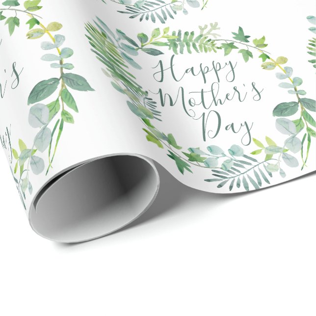 Glad mors dag Grönska lövkrans Presentpapper (Rullad Hörn)