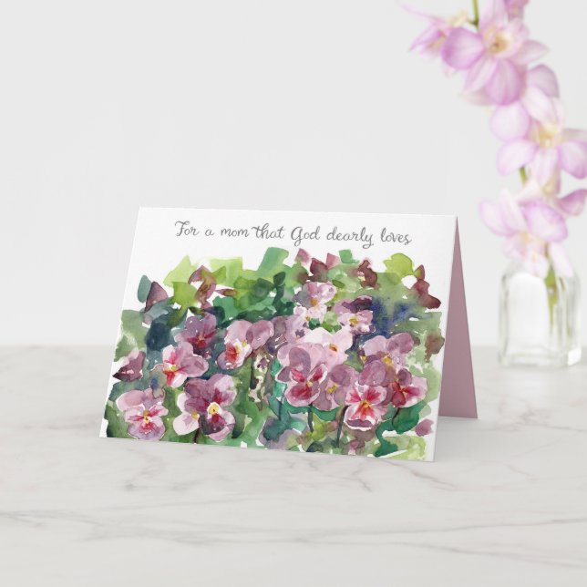 Glad mors dag Gud älskar dig Violblommor Kort (Orkide)