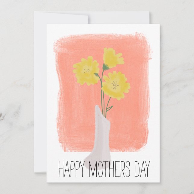 Glad mors dag gula blommor penseldrag kort (Framsida)