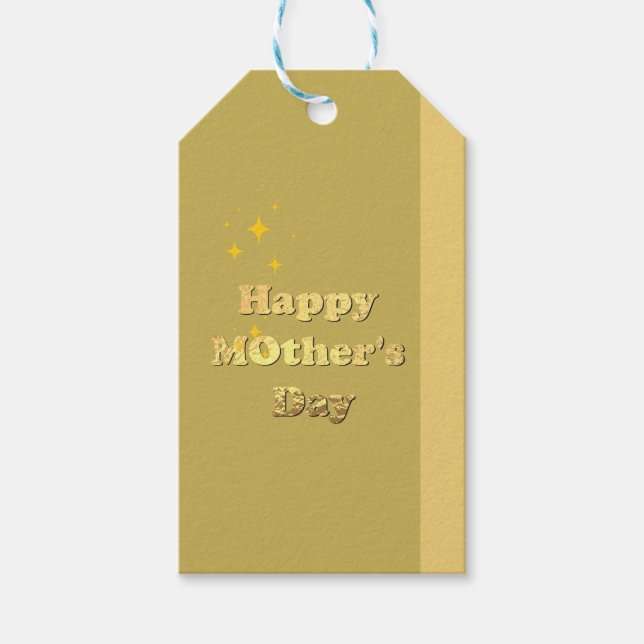 Glad mors dag. Guld enkel script kalligrafi  Presentetikett (Framsidan)