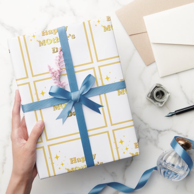 Glad mors dag. Guld enkel script kalligrafi  Presentpapper (Gifting)